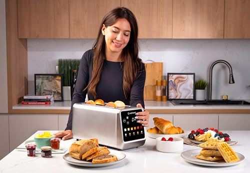 Nutricook 4 Slice Smart Toaster with Touch Screen, all in one for Bread, Bagel, Waffle, Pastry and English Muffin, reheat, Defrost & Favorite button, Stainless Steel,1450W, 2 yrs warranty,NC-TS401