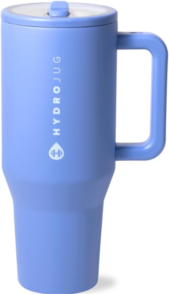 HydroJug Traveler - Modern 40 oz Tumbler with Handle & Simple Flip Straw - Car Cup Holder Friendly, Leak Resistant Water Bottle-Reusable Insulated Stainless Steel & Rubber Base - Gifts for Women & Men