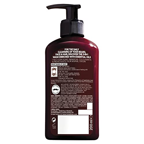 L'Oreal Men Expert Barber Club 3-In-1 Beard, Hair & Face Wash, 200 Ml