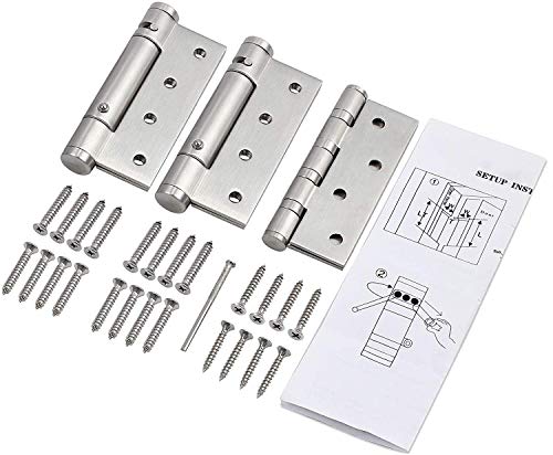Tritow Adjustable Door Hinges 4inch Fire Rated Door Hinges Self Closing Adjustable Spring Hinge Single Action Stainless Steel Polished Chrome Home Hardware Hinge Accessories (Size : 3pcs)