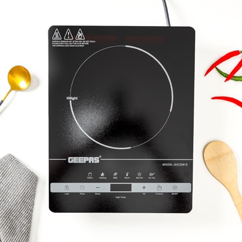 Geepas 4 Digit LED Display Digital Infrared Cooker, GIC33013 | 8 Temperature Settings | 3hrs Programmable Timer | 2000W Ceramic Heating Element