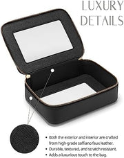 Small Cosmetic Bag for Purse Mini Makeup Bag for School Cute Clear Make Up Pouch for Travel Tiny Leather White Make Up Organizer Case for Backpack Toiletry Bag Waterproof Square Pouch with Zipper