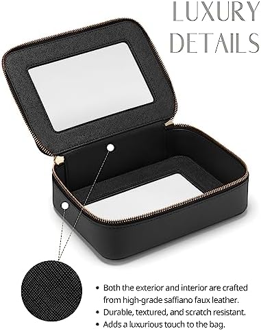 Small Cosmetic Bag for Purse Mini Makeup Bag for School Cute Clear Make Up Pouch for Travel Tiny Leather White Make Up Organizer Case for Backpack Toiletry Bag Waterproof Square Pouch with Zipper