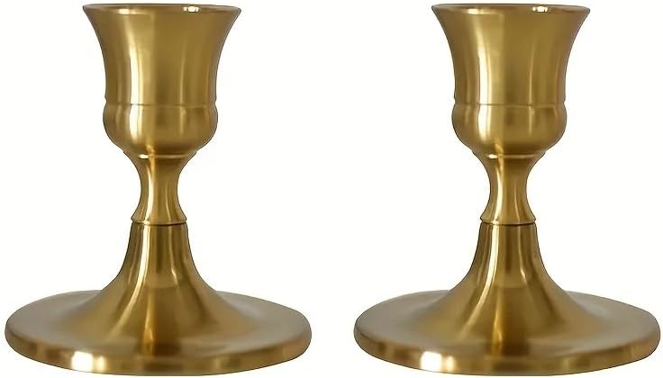 2pcs Elegant Golden Candle Holder.Ideal for Dining Table Centerpiece, Holiday Decor, Wedding, and Home Accent, Metallic Finish, Tabletop Mounting.Elegant,Durable,Metal Home Decoration Candle Stand.