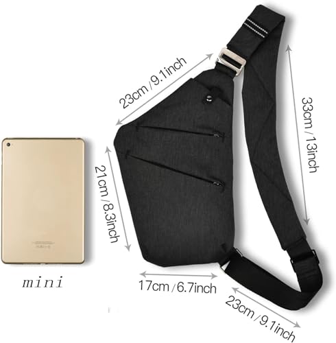 Small Sling Bag Cross Body Chest Shoulder Bag for Men Women - FRID Blocking Pocket and Adjustable Straps Crossbody Bag, Water Resistant Bum Bags for Runner Workout Hiking Cycling Travelling