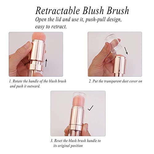 Excefore 4 in 1 Makeup Brush Set, Lip Brush, Smudge Brush, Contour & Blush Brush, Sponge Brush for Eyes Lips Face Foundation Makeup, Multifunctional for Girls Women (Rose Gold Brush)