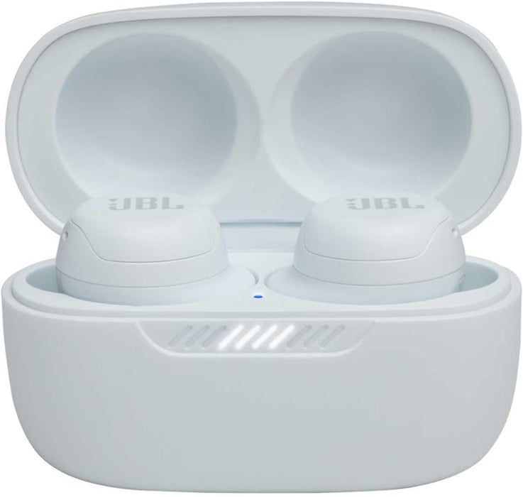 JBL Live Free NC+ - True in-Ear Noise Cancelling Bluetooth Headphones with Active Noise Cancelling, Microphone, Up to 21H Battery, Wireless Charging (White), Small
