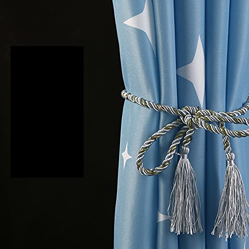 通用 Blue Shower Curtain Extra Long 240/220 Drop Bathroom Curtains with Weighted Hem - 100% Polyester Fabric Wet Room Curtains Mildew Resistant (180 * 180 cm)