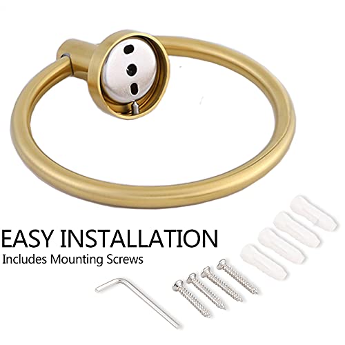 Pynsseu 304 Stainless Steel Bathroom Hardware Accessories Set Brushed Gold 2-Piece Set Includes Hand Towel Ring Toilet Paper Holder Wall Mount Heavy Duty Storage Stainless Steel