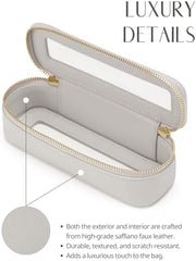 Small Cosmetic Bag for Purse Mini Makeup Bag for School Cute Clear Make Up Pouch for Travel Tiny Leather White Make Up Organizer Case for Backpack Toiletry Bag Waterproof Square Pouch with Zipper