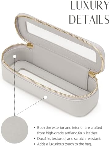 Small Cosmetic Bag for Purse Mini Makeup Bag for School Cute Clear Make Up Pouch for Travel Tiny Leather White Make Up Organizer Case for Backpack Toiletry Bag Waterproof Square Pouch with Zipper