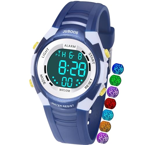 Juboos 7 Colors Kids Boys Girls Analog Quartz Watch with Rubber Watch Waterproof Black