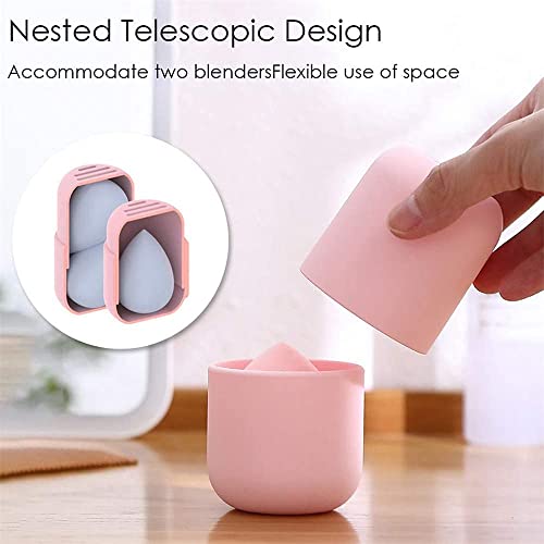 SYOSI Pink Silicone Makeup Sponge Holder & Drying Case, 2 Pack Beauty Storage for Women & Girls, Perfect for Organizing Makeup Tools