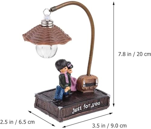 KASTWAVE Bedroom Couple Night Light, Desktop Light Ornament, Creative Pastoral Tree Stump Resin Decoration Cute Table Lamp, 9 * 6.5 * 20cm Night Light Birthday Gift for Women Girls("JUST FOR YOU")