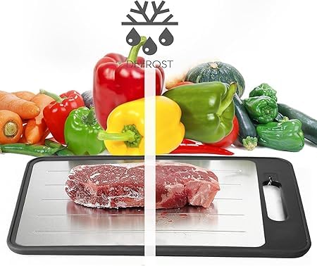 4-in-1 Multipurpose Double-Sided chopping & cutting board with Defrosting Tray, Grater & Knife Sharpener (31.1 x 21 cm).