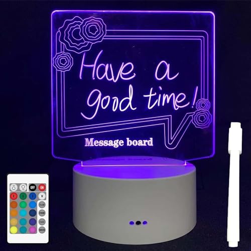 Personalized DIY Message Board Night Light, USB Powered Table Lamp with Erasable Pen and Remote Control, Office Room Desktop Decoration, Gifts for Wedding Anniversary Birthdays Gifts for Adults Kids
