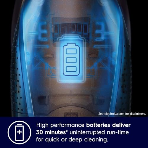Electrolux 2 in 1 Cordless Handheld Stick Vacuum Cleaner with Powerful Suction, 30 Minutes Runtime, LED Headlight, Double Filtration, Self-Standing Upright Lightweight Vacuum, Best for Home, ZB3501EB