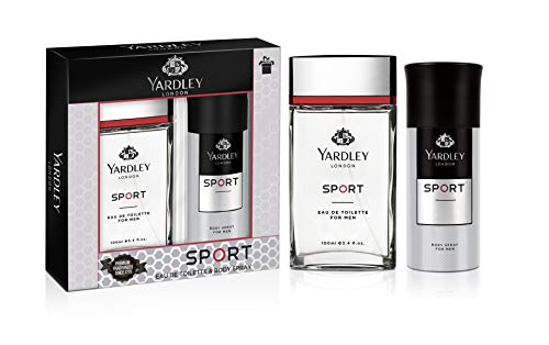Yardley London Sport Perfumed Gift Set - EDT 100ml + Body Spray 150ml Luxurious Unique Scent For Gents Marine, Musk, & Amber