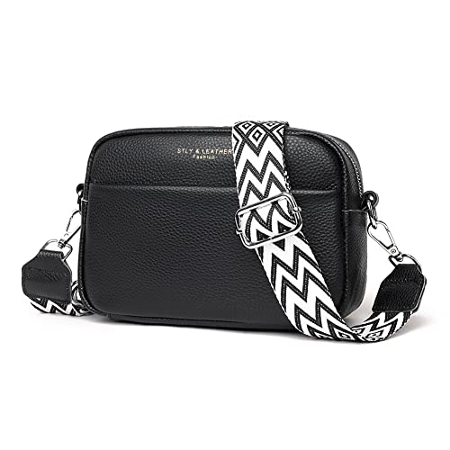 Efilra Small Crossbody Bag for Women, Genuine Leather Camera Bag Purse Crossbody, Women's Crossbody Handbag with Guitar Strap