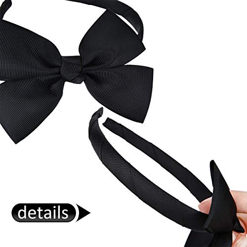 Vamotto 8 Pieces Bow Tie Headband Bow Tie Hairband for Girls,Head Wraps Grosgrain Ribbon Hair Band Hair Accessories for 3-12 Year Girls Favors and Party, 8 Colors