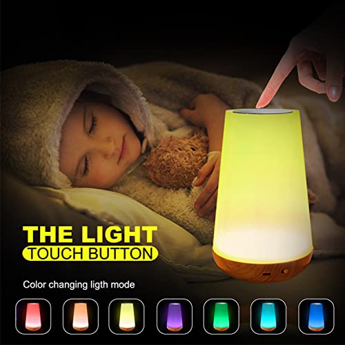 SKY-TOUCH LED Bedside Lamp, Colorful Night Light, Rechargeable Dimmable Color USB Night Lamp with Touch Control Adjustable Brightness Remote Control for Bedroom, Kid's Room and Living Room