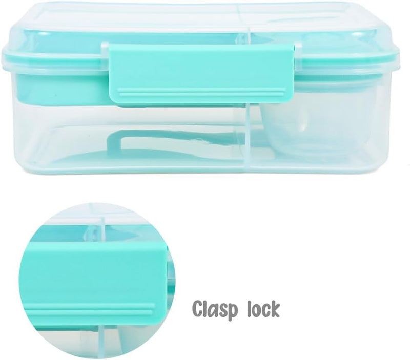 3/4/5 Compartment Convertible Bento Lunch Box with Gravy Bowl, Green