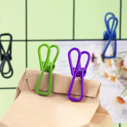 12 Pcs Food Storage Bag Clips Food Bag Clips Steel & PVC Coated Food Clips Bag Sealing Clips for Snacks Sandwich Home Kitchen Coffee Beans (Random Color)