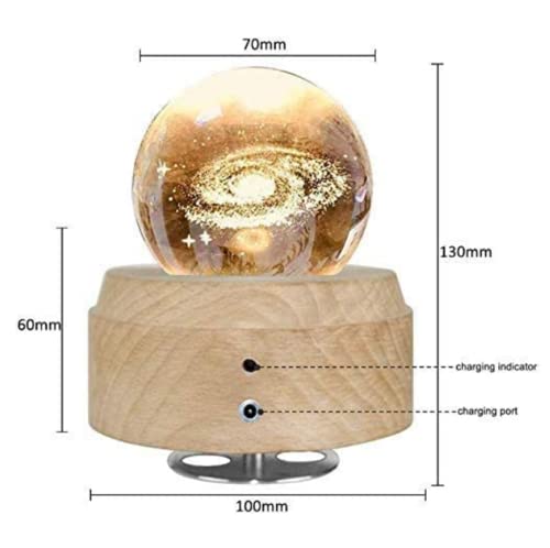 SKEIDO Projection LED Light 3D Crystal Ball Music Box Luminous Rotating Musical Galaxy Box Wood Base Best Gift For Birthday Christmas