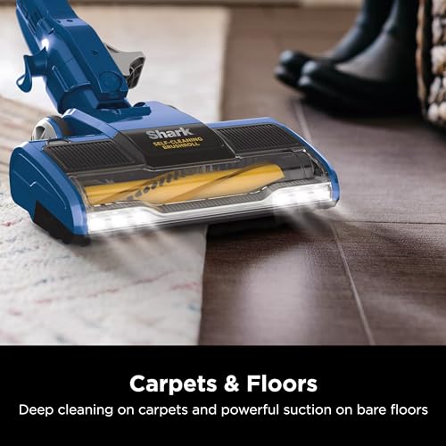 Shark HV343AMZ Rocket Corded Stick Vacuum with Self Cleaning Brushroll Perfect for Pet Hair Pickup, Converts to a Hand Vacuum, with Crevice & Upholstery Tools, Blue/Silver, 0.68 Dust Cup Capacity