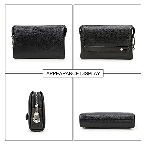 Contacts Genuine Leather Code Lock Clutch Wallet for Men Travel Anti Theft Clutch Bag Wristlet Handbag Organizer