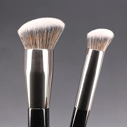 Vela.Yue Foundation Concealer Brush 2pcs Makeup Brushes Set for Contouring Blending Buffing Liquid Cream Mineral Makeup