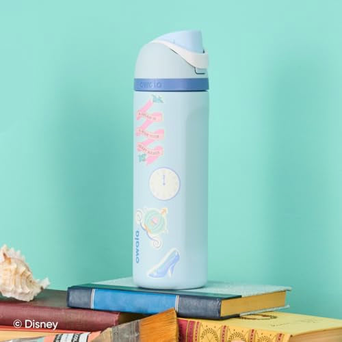 Owala Disney Princess FreeSip Insulated Stainless Steel Water Bottle with Straw for Sports and Travel, BPA-Free Sports Water Bottle, 24 oz, Cinderella