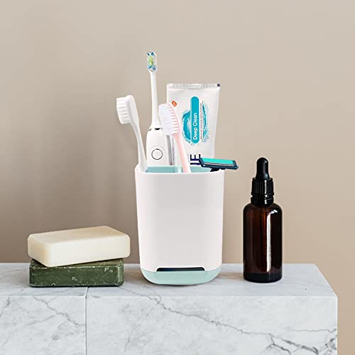 Toothbrush Holder with Anti-Slip Bottom-Made of PP and Abs Plastic Versatile Storage, Detachable for Easy Cleaning,3 Slots Electric Toothbrush and Toothpaste Holder Bathroom Organizer for Countertop