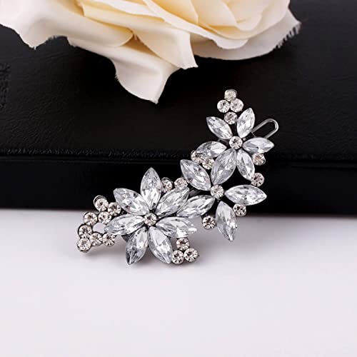 Goledwedy Crystal Flower Bridal Hair Clips(2 Pcs) Rhinestone Wedding Hair Clips For Brides