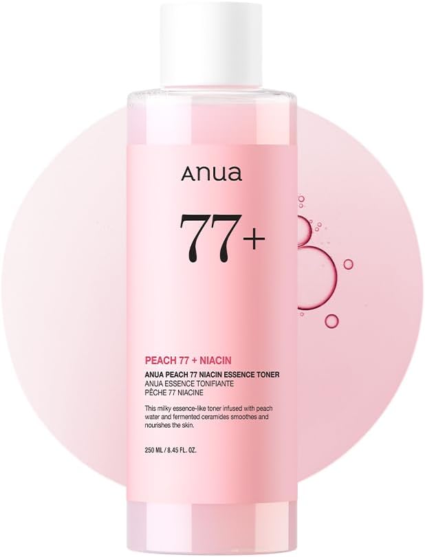 Peach 77 Niacin Essence Toner, Facial Toner for Glass Skin, Niacinamide, Panthenol, Ceramides, Korean Skin Care, Facial Toner for Glass Skin, 250ml/8.45 fl.oz.