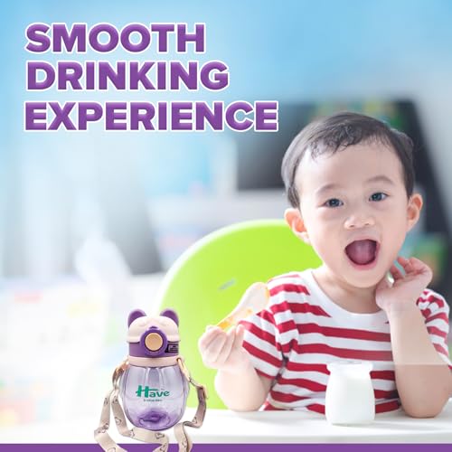 DXB Dream Kids BPA-Free Plastic Water Bottle | 620ml Leak-Proof with Flip-Top Lid | Durable, Easy-to-Clean, Compact Design for School, Sports & Travel Green -Purple