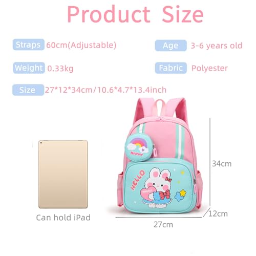 AoMige Toddler Backpack Kids Cute Cartoon Schoolbag Lightweight Bookbags Daypack School Backpack with Adujustable Strap Small Preschool Daycare Bag with Coin Pocket for Girls Boys (Pink-02)