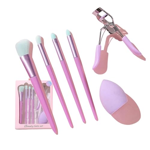 TAFAN™ 6-in-1 Beauty Tools Set – Makeup Brush Set, Beauty Sponge, Eyelash Curler, Travel-Friendly Cosmetic Kit for Flawless Application