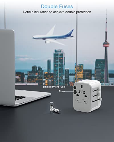 TESSAN Universal Travel Adapter Worldwide with 2 USB C and 2 USB A Ports, Universal Plug Adaptor UK to World, International Travel Adapter for Multi Countries EU, USA, UK, Australia, Thailand etc.