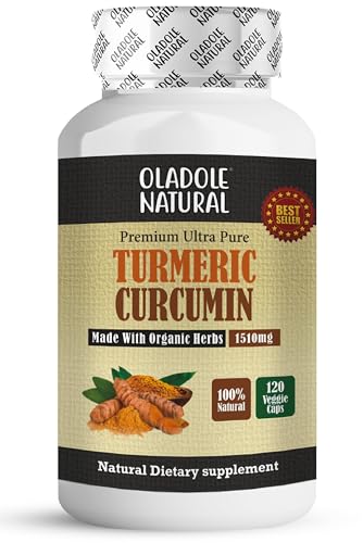 Oladole Natural Turmeric Curcumin 1510mg with Black Pepper â€“ 120 Capsules | 95% Curcuminoids | Joint, Immune & Digestive Support | Antioxidant-Rich | Skin Health & Stress Relief Supplement