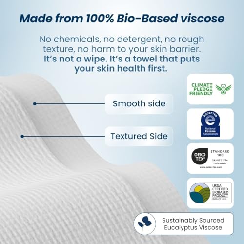 CLEAN SKIN CLUB CSC CT Clean Towels XL/World's First Biodegradable Face Towel/Disposable Makeup Removal Wipes/Super Soft 50 Count Single BoxWhite