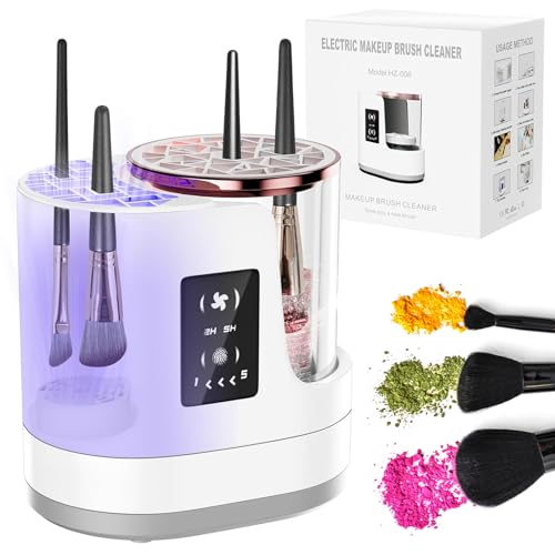 Angju Electric Makeup Brush Cleaner Machine, 3 IN 1 Automatic Make up Brush Cleaner with Makeup Brush Dryer,Portable USB Deep Quick Cleaning Tools for All Size Makeup Brush Set,Blush Brush,Sponges