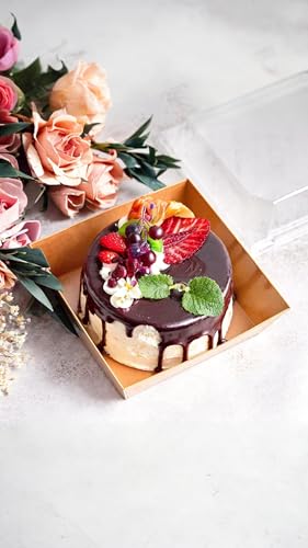 Sweet seven 50 Pack Clear-Lid Charcuterie Boxes, Oil-Proof Kraft Paper Dessert Containers for Bakery, Sandwiches, Cookies, and Mini Cakes, Perfect for Parties and Events