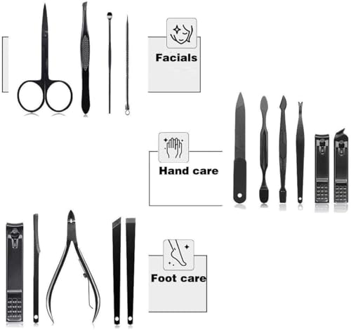 Generic Nail Clipper Set 15 In 1, Nail Swing Out Cleaner File Popular Gifts For Men & Women- Best Nail Care For Manicure Pedicure Home & Travel Manicure Set Red, Black, 11 X 7 X 2 Cm