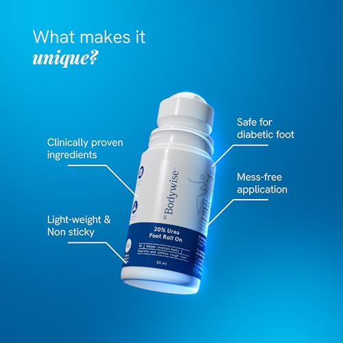 Be Bodywise 20% Urea Foot Cream Roll On | Repairs Dry & Cracked Heels | 2% Lactic Acid, Olive Oil & Vitamin E I Exfoliates & Softens Skin I Hydrates & Moisturises INo Irritation IAll Skin TypesI 50 ml