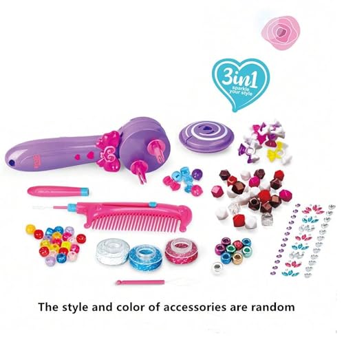 Taizz Ventures 3in1 Fashion Hair Braid, Bead & Twist Styling Kit for Girls, Ages 4 and Up ??Includes Beads, Hair Ties, Comb, Threader & More