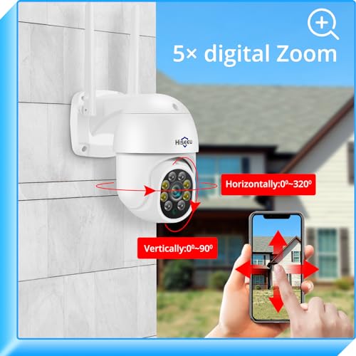Hiseeu 2Pack 2K Wireless Security Camera Outdoor Pan Tilt Digital Zoom Camera with Floodlight,Motion Tracking,3MP with 2.4G WiFi connectivity,Light Alarm,Color Night Vision, works with Wireless System