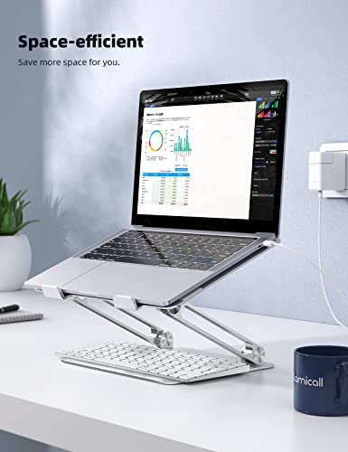 Lamicall Laptop Stand Riser Portable - Foldable Height Adjustable Ergonomic Computer Notebook Stand Holder Lift for Desk, Compatible with MacBook Air Pro, Dell XPS, HP (10-17'') - Silver