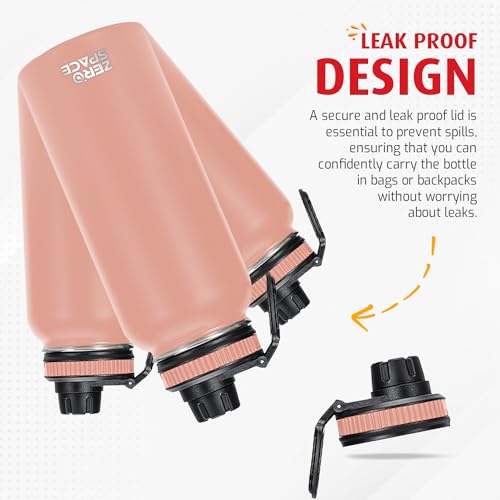 ZeroSpace Stainless Steel Water Bottle 1L, 32oz Double Wall Vacuum Insulated Water Bottle, Hot & Cold Thermos Flask with Spout Lid, BPA-Free Water Bottles for Gym, Travel, Office and Kids (Pink)