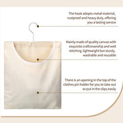 Eccliy 2 Pcs Canvas Clothespin Bag with Hanging Hook for Clothesline Outdoor 15 x 11 Inch Summer Laundry Clothes Pin Holder Portable Pin Hanging Bag Pin Storage Organizer for Home Balcony Travel,Beige